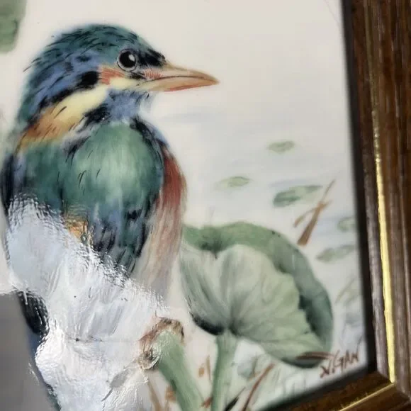 Singapore Airlines Exclusive Nancy Gan Kingfisher Framed Wall Tile Painting EUC - Picture 5 of 5